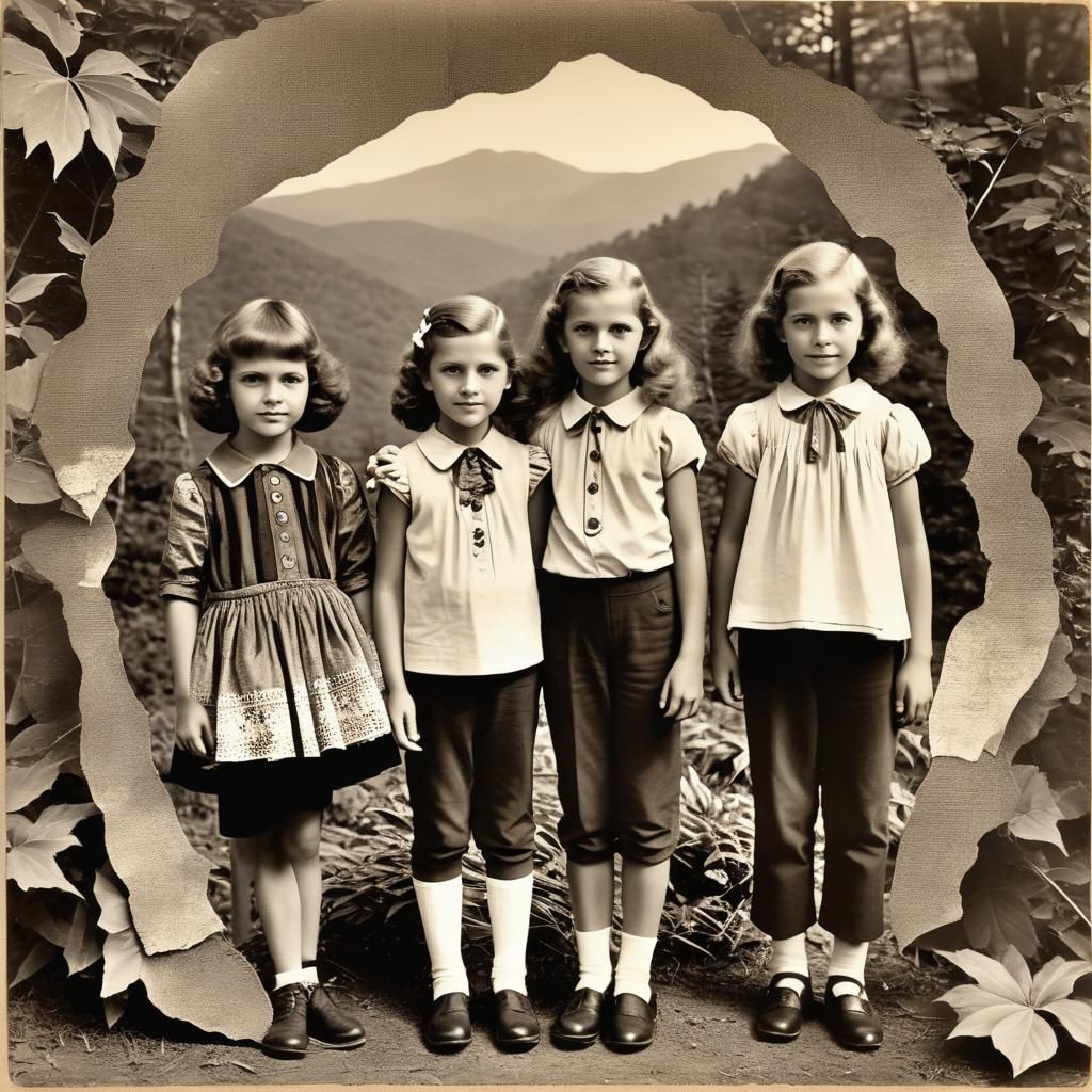 Sepia Toned Children in the Great Smoky Mountains