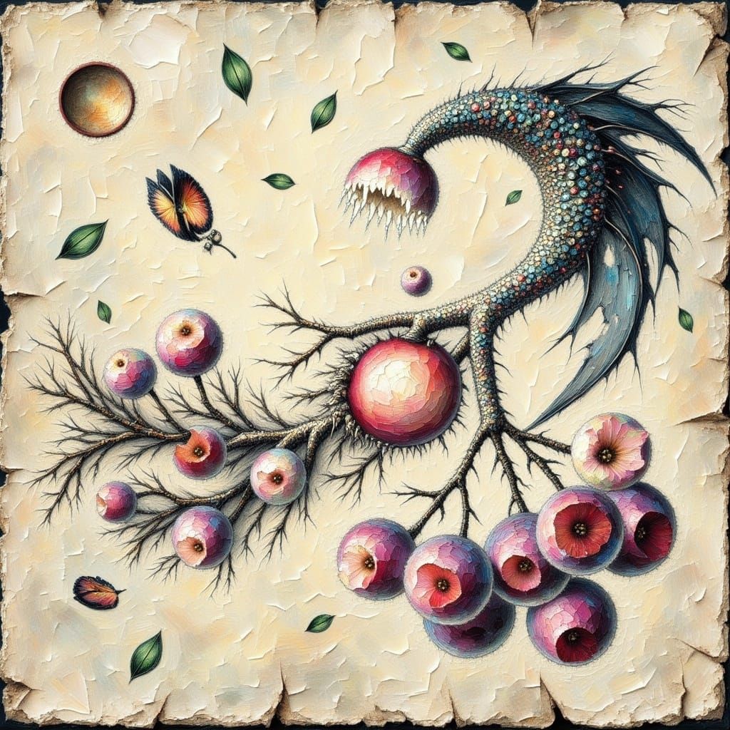 Serpentine Guardian of Blossoms with Ethereal Magic