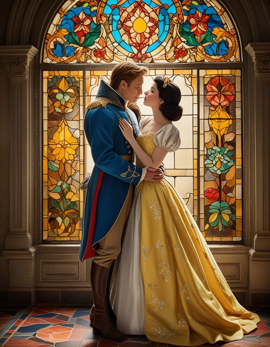 Timeless Fairytale Romance in Vibrant Disney Style