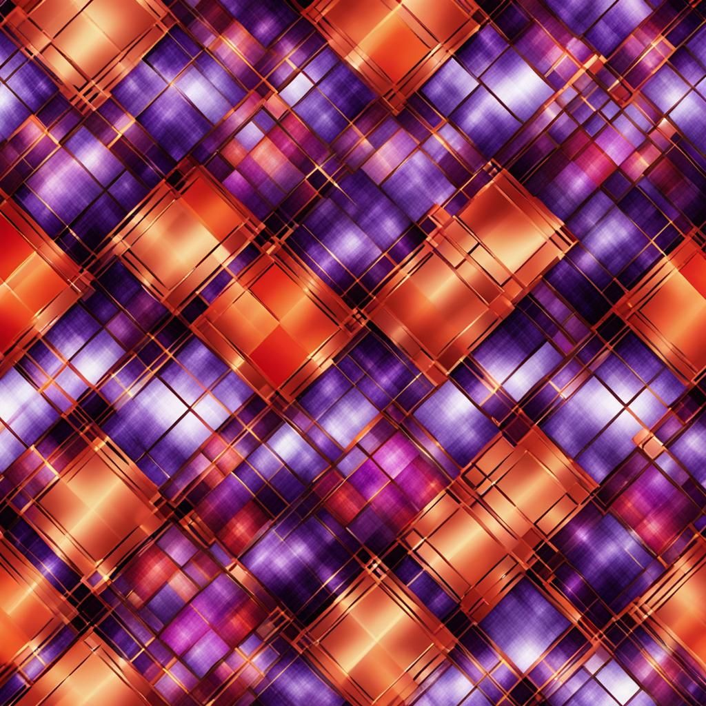 Shimmering Plaid Pattern in Orange, Red, and Purple