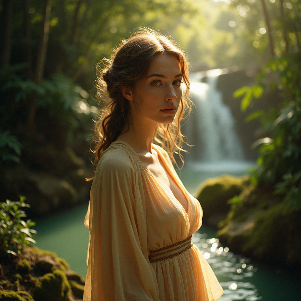 Elegant Woman in Nature: A Serene Cinematic Portrait