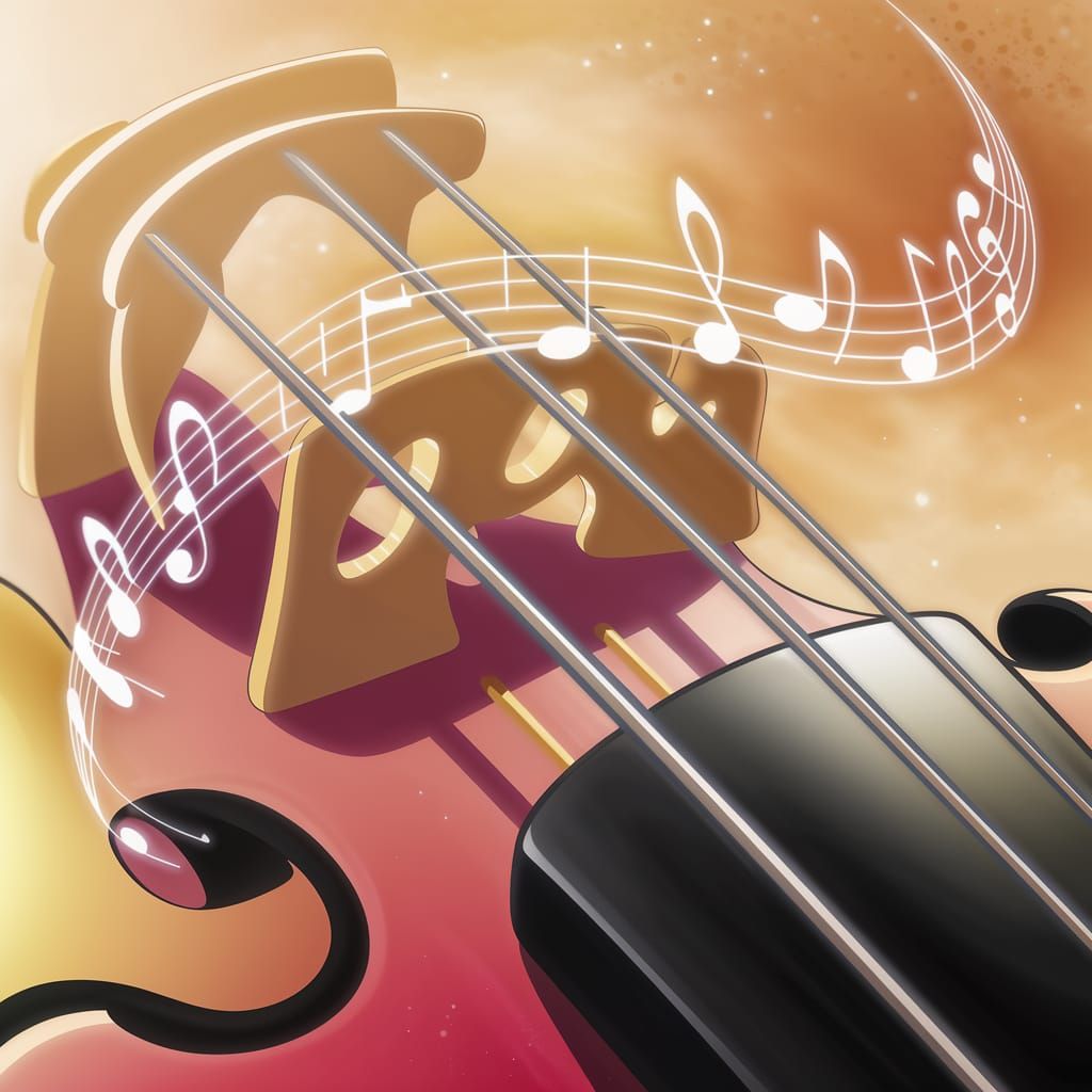 Anime Violin Bow Harmony in Golden Light