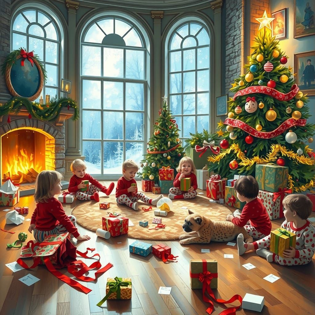 Whimsical Christmas Scene in Vibrant Urban Style