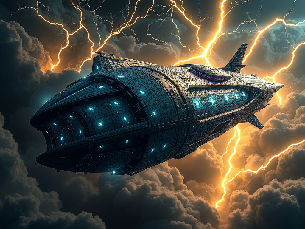 Majestic Alien Spaceship with Bioluminescent Details