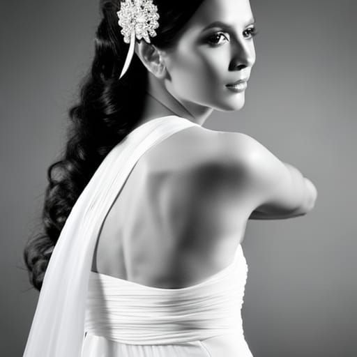 Young Woman in Toga at Market Entrance