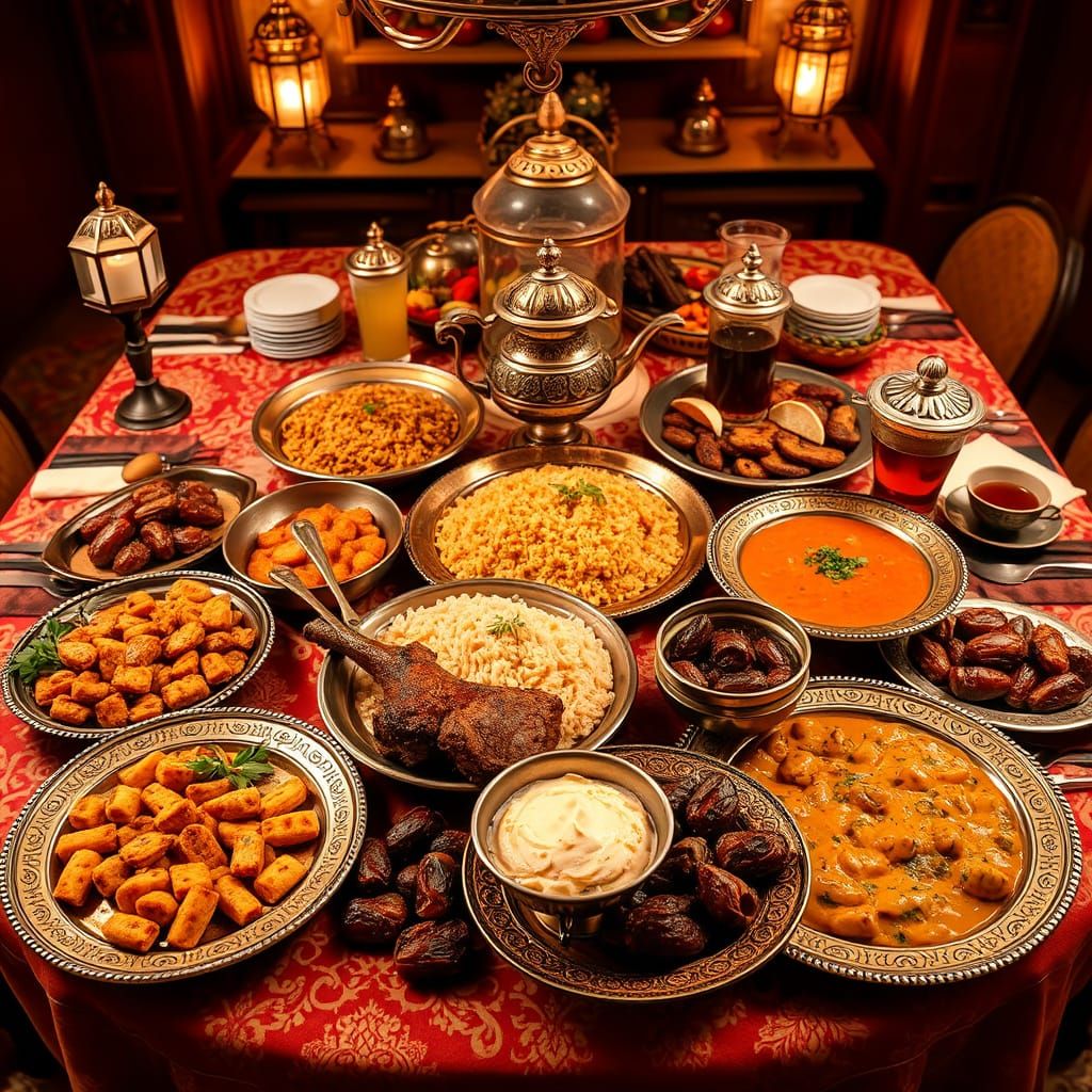 Luxurious Arabian Feast with Traditional Dishes