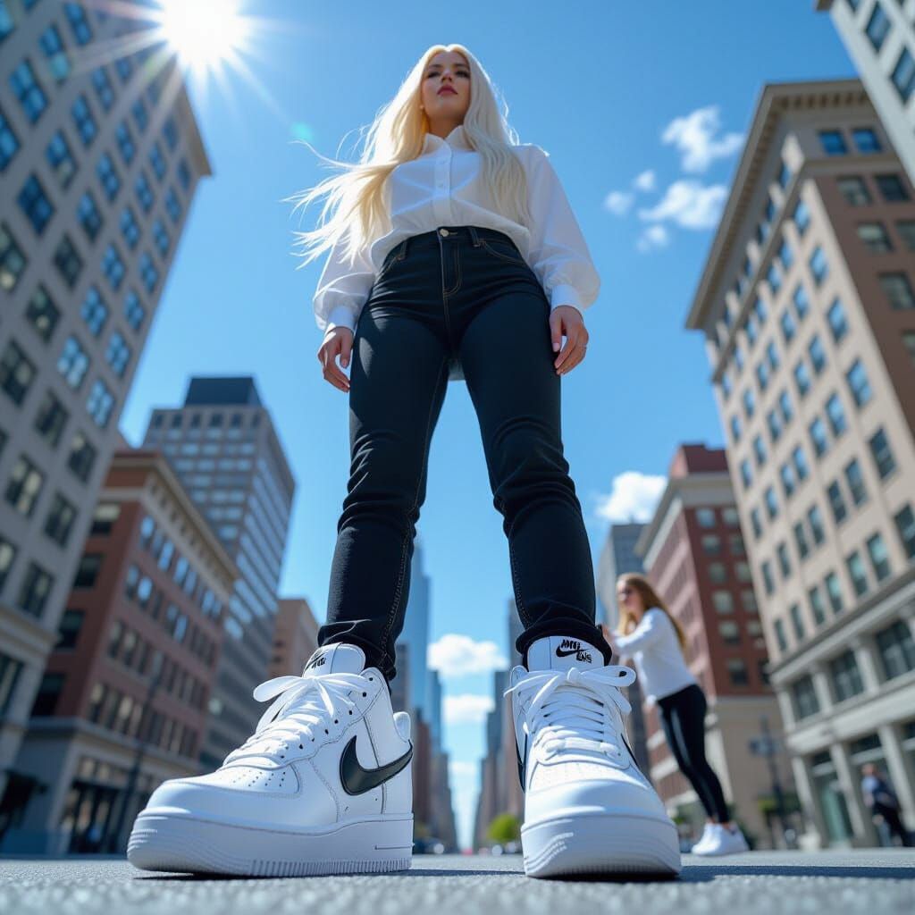 Giant Woman Towers Over City: Professional Photography