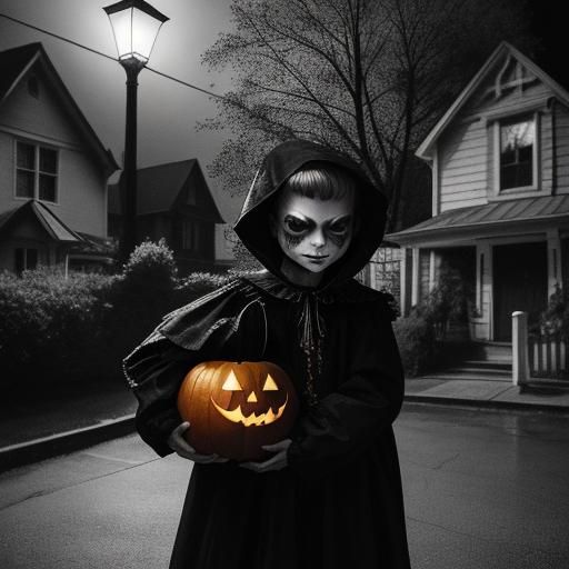 Spooky Costume in Charcoal Drawing for Halloween