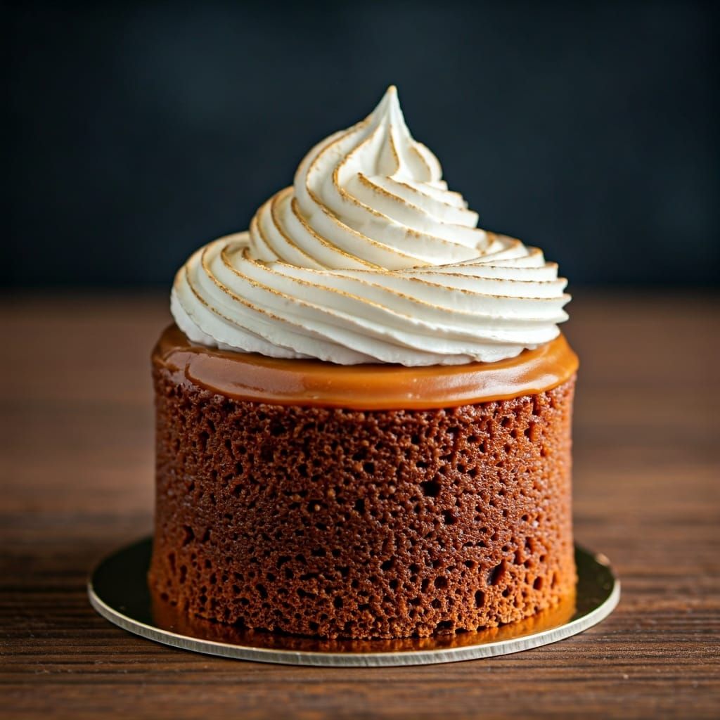 Caramel Cake with White Chocolate Topping, Art Nouveau