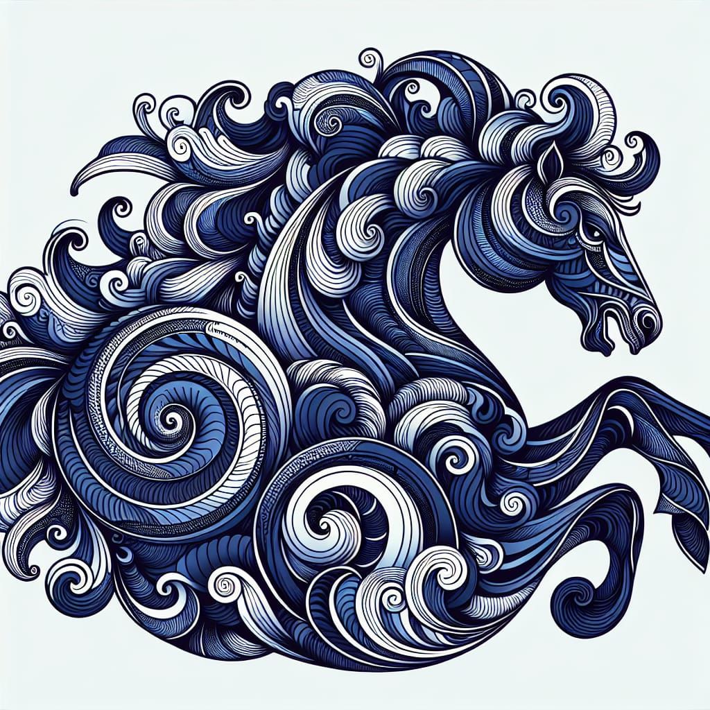 Neptune's Horses: Eclectic Deco Ocean Scene