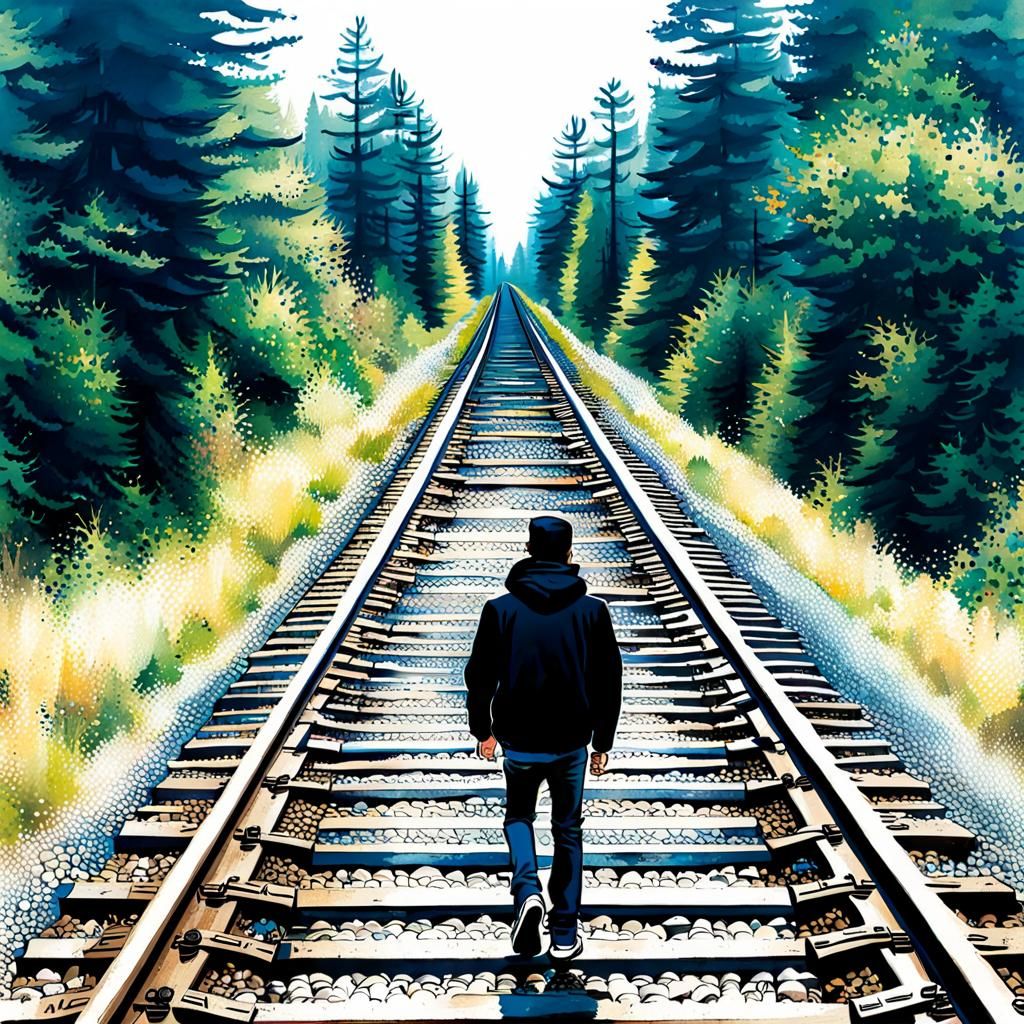 Surreal Train Tracks Perspective