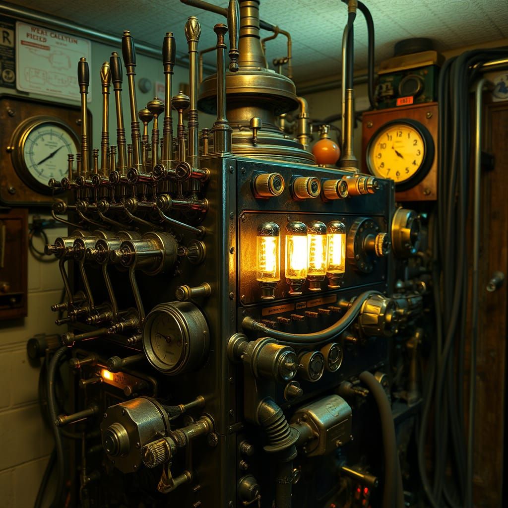 Victorian Era Steampunk Engine in Industrial Setting