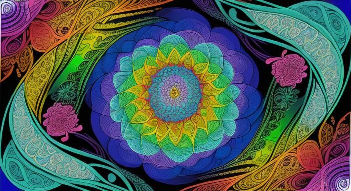 Colorful Whimsical Zentangle Flowers in Spring Colors