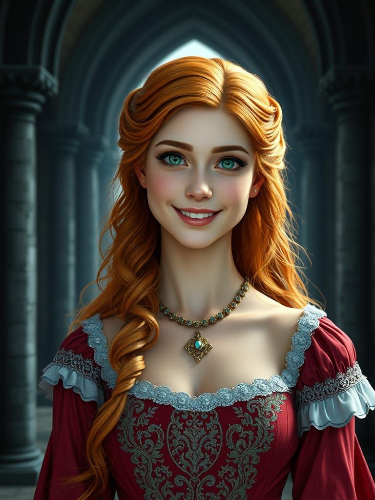 Royal Princess in a Fantastical Castle Scene