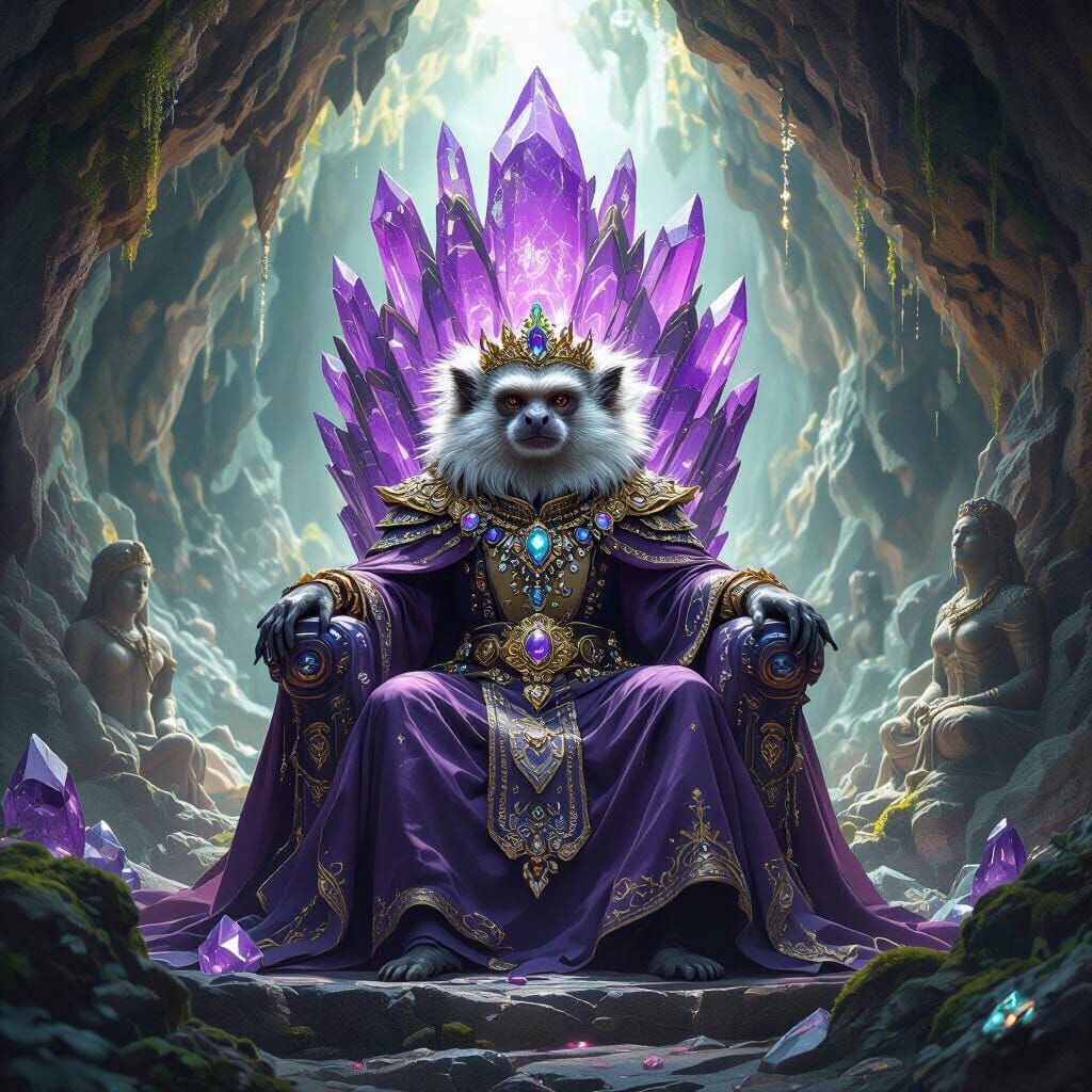 Marmoset King on Amethyst Throne in Crystal Cave