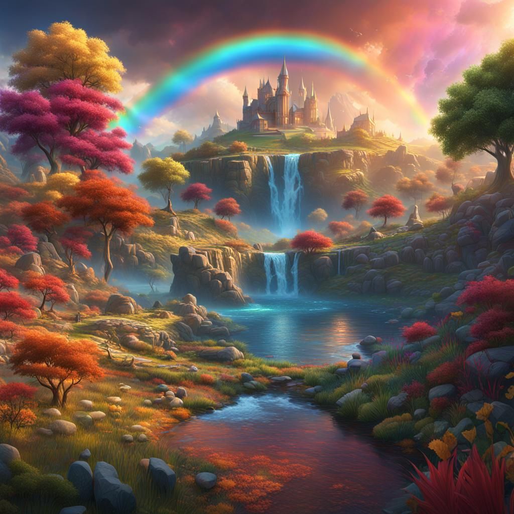 Fantastical Rainbow Land in Detailed Matte Painting
