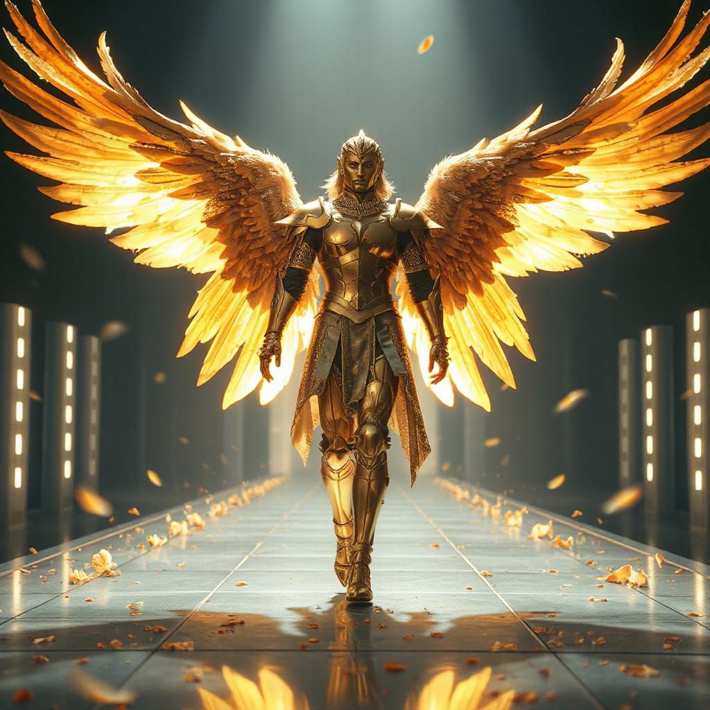 Golden Angel of Radiance in Ethereal Glow
