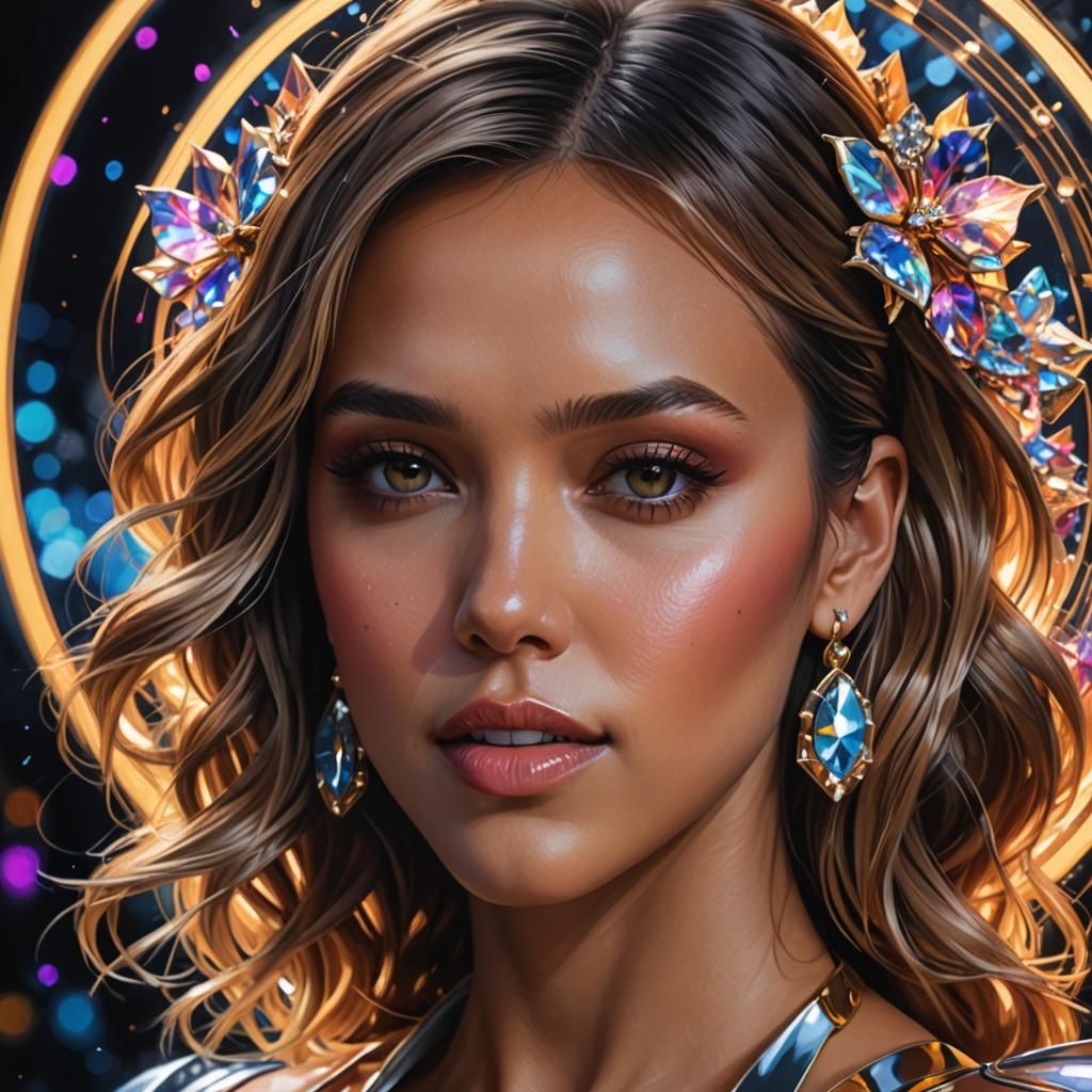 Jessica Alba as Sorayama Robot, Hyperdetailed Portrait