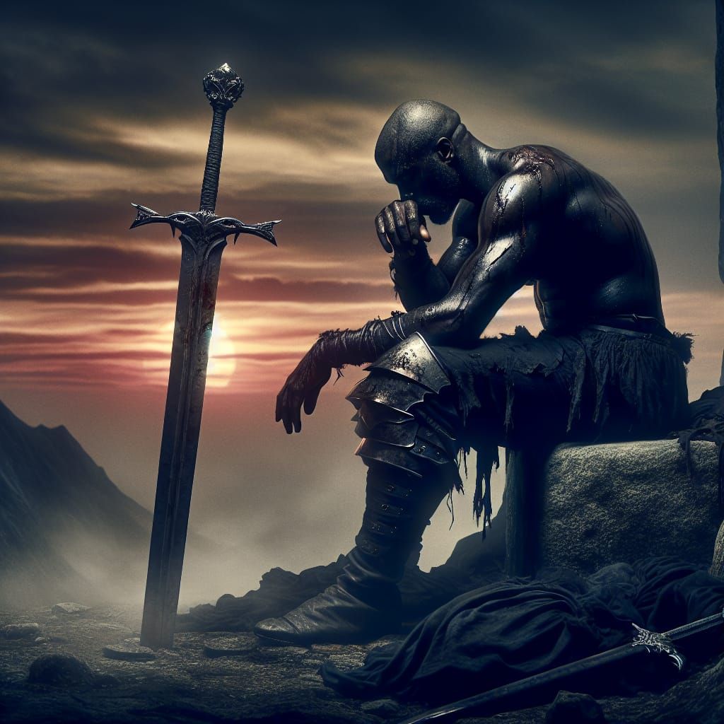 Dark Fantasy Warrior's Reflection