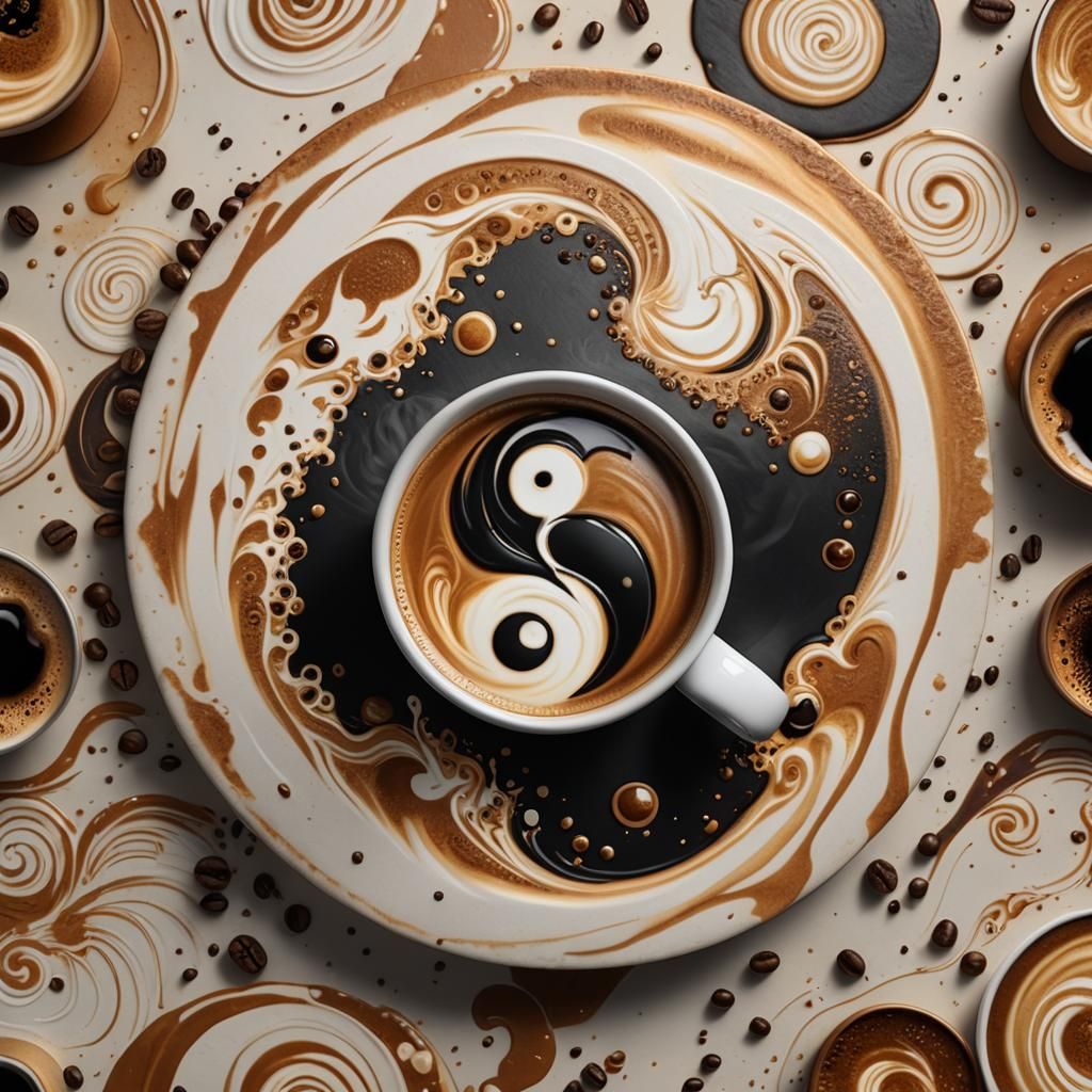 Yin Yang Latte Art in Hyperreality