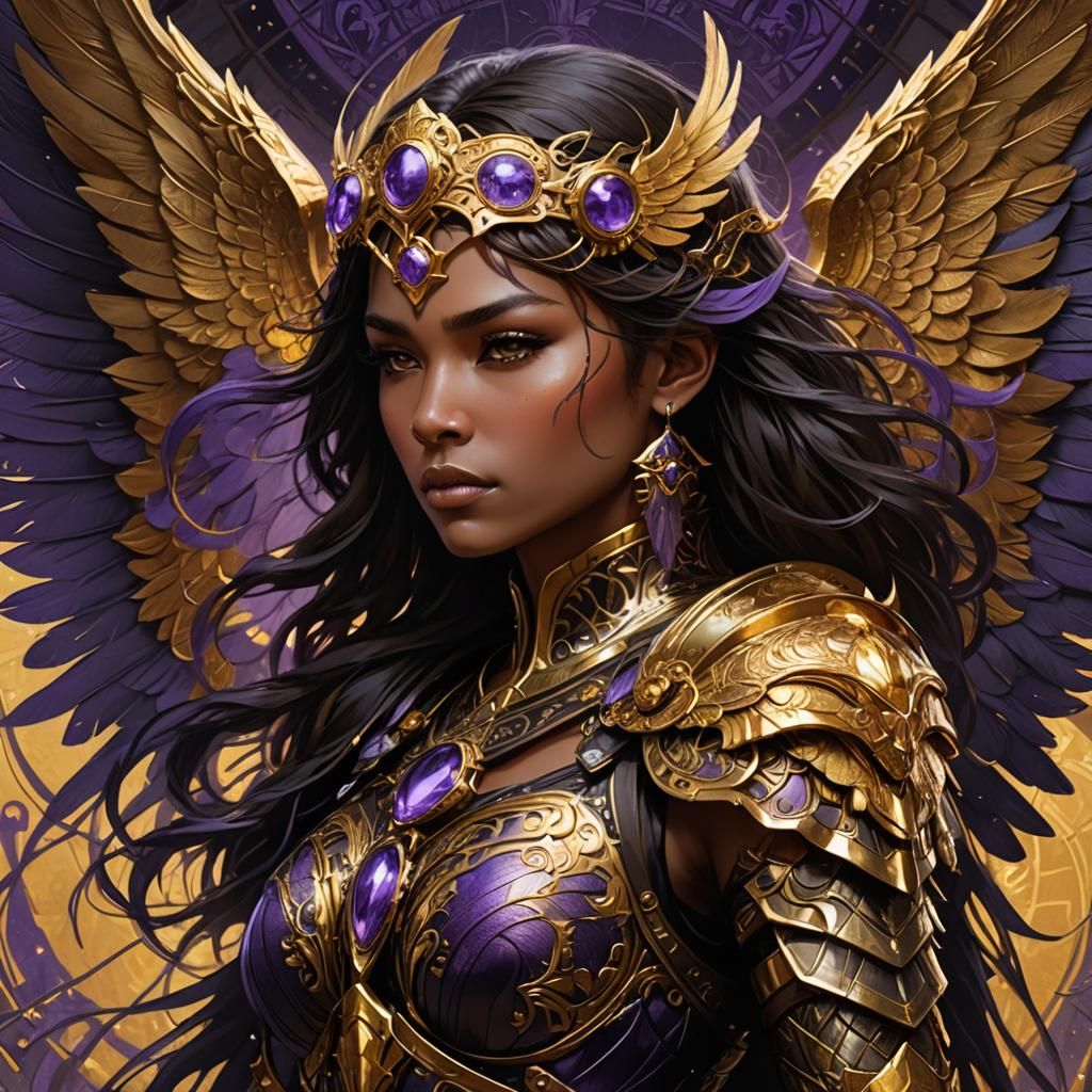 Black and Gold Valkyrie Warrior Concept Art