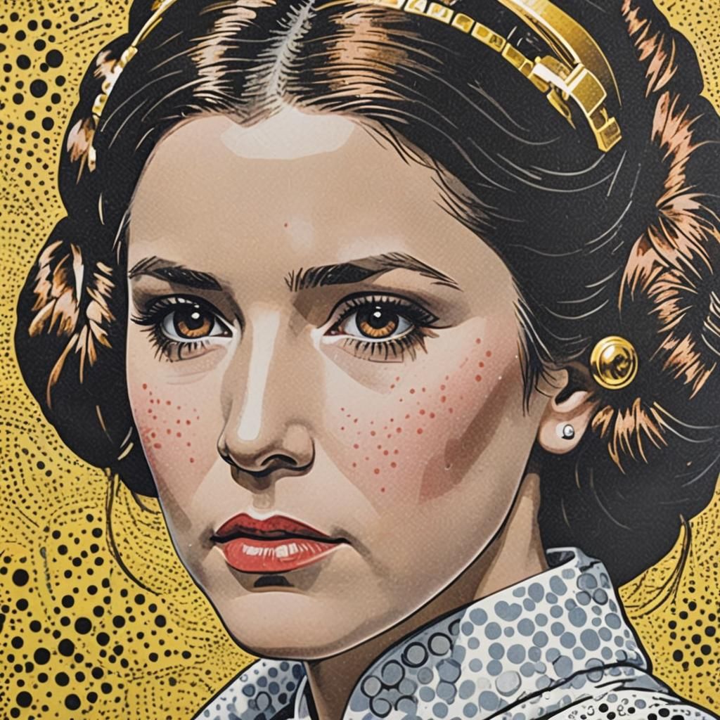 Princess Leia Portrait in Lichtenstein Style