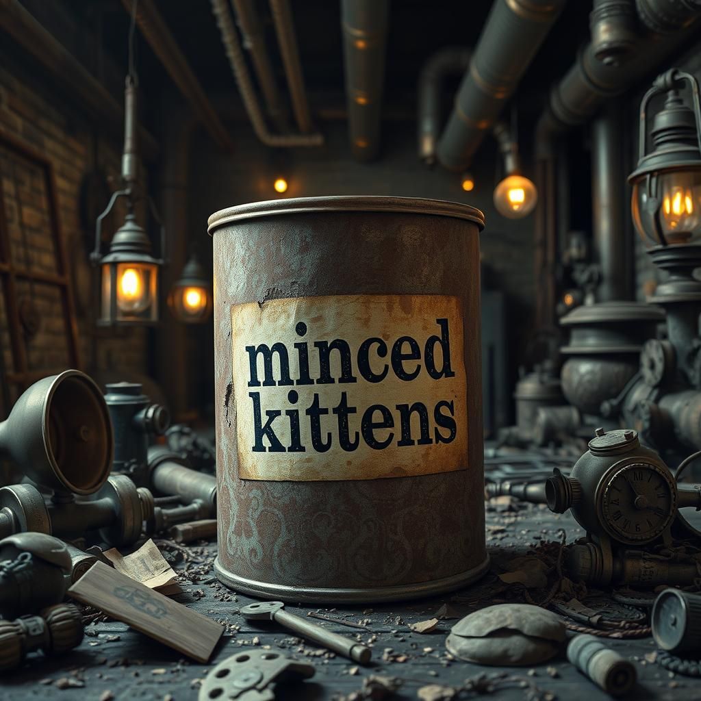 Dystopian Tin Can of Minced Kittens in Dieselpunk Style