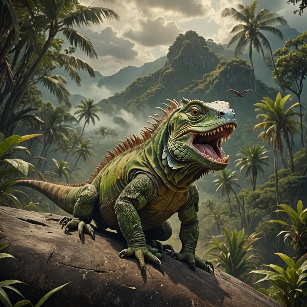 Iguana's Escape: A Cinematic Digital Painting