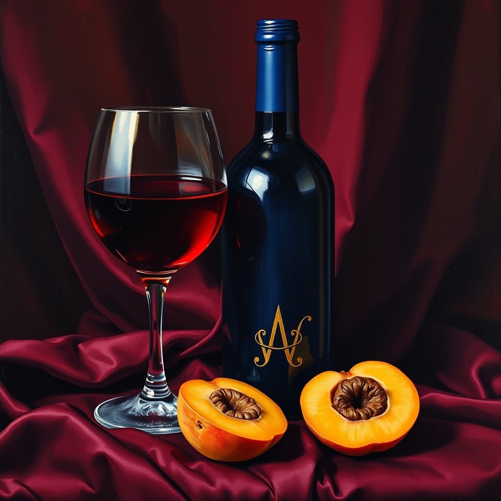 Wine and Apricots in Old Masters Style