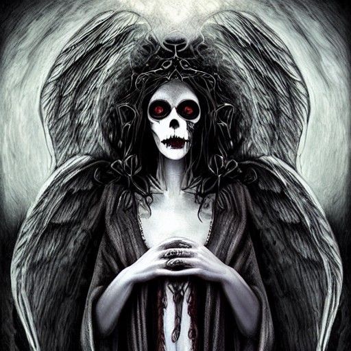 Eldritch Angel of Death in Tim Burton Style