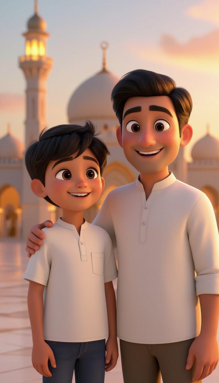 Rayan and Father: A Heartwarming 3D Render
