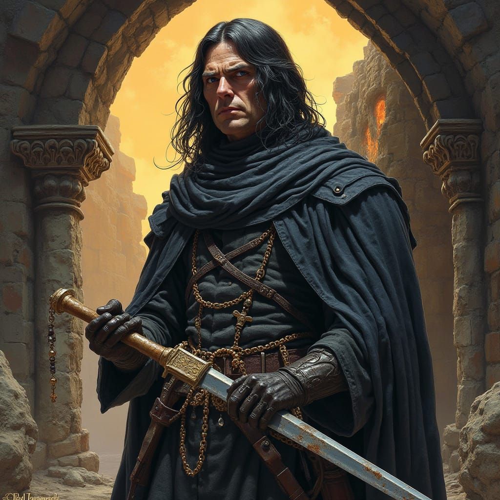 Dark Fantasy Epic in the Style of Grimdark Illustration