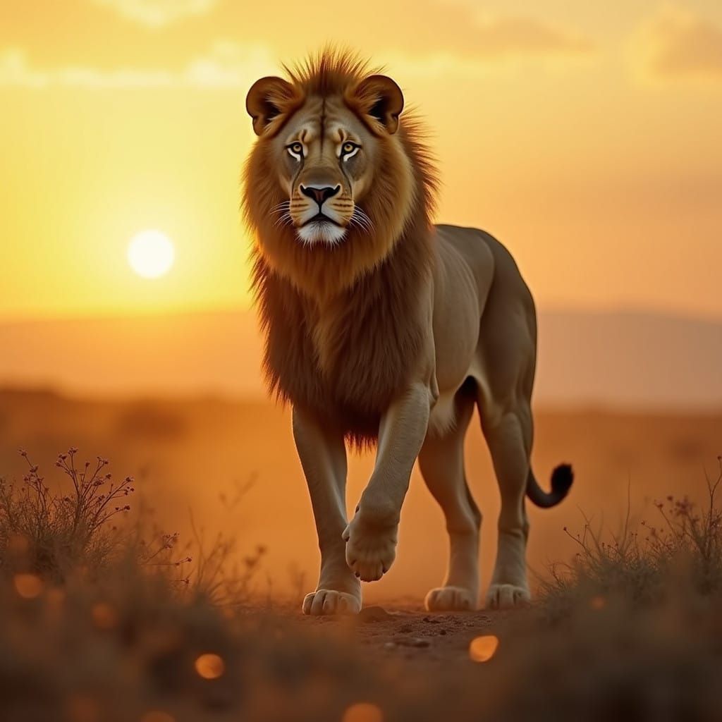 Epic Lion-Dog Hybrid Stands Heroically in the Savannah