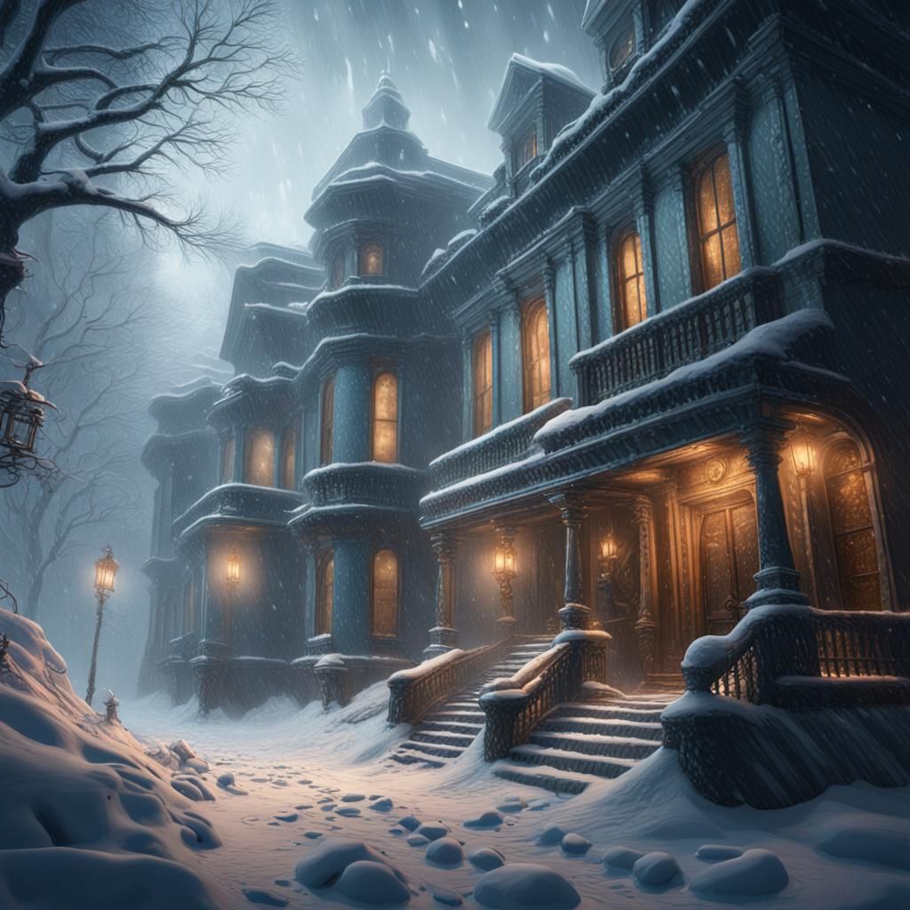Snowy Secluded Property in Detailed Matte Painting