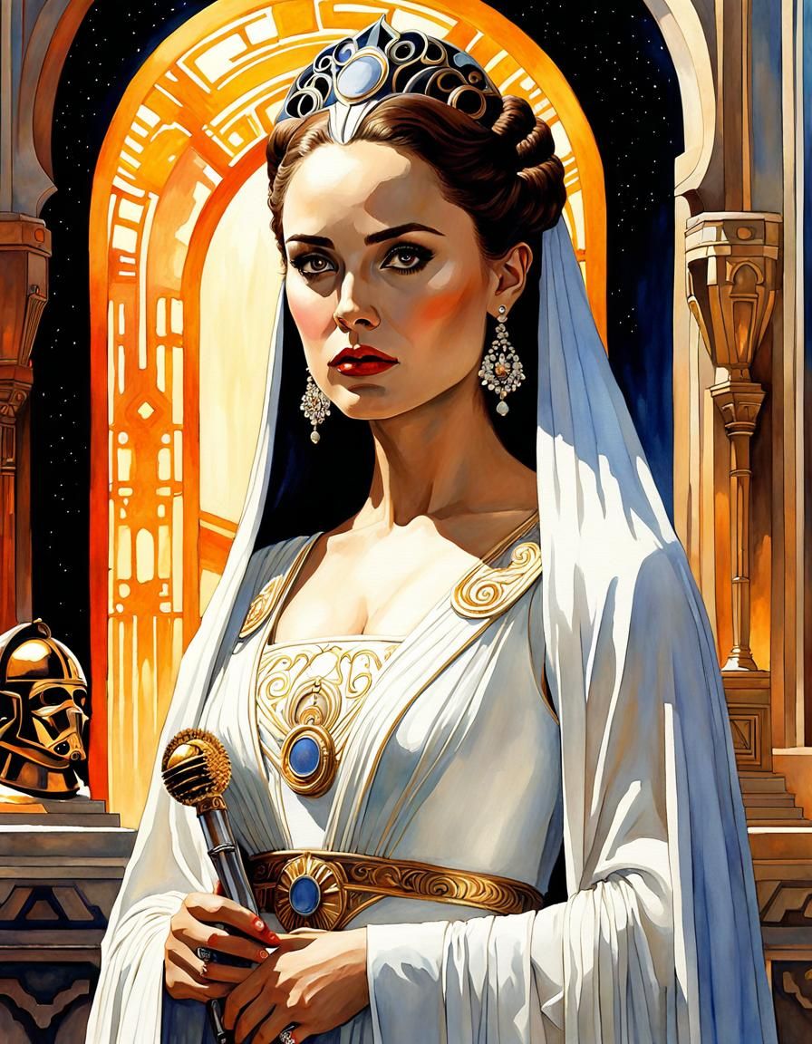 Padme Amidala in Art Deco Ghibli Style