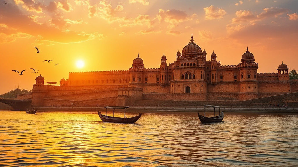 Prayagraj Fort at Sunset: A Cinematic Mughal View