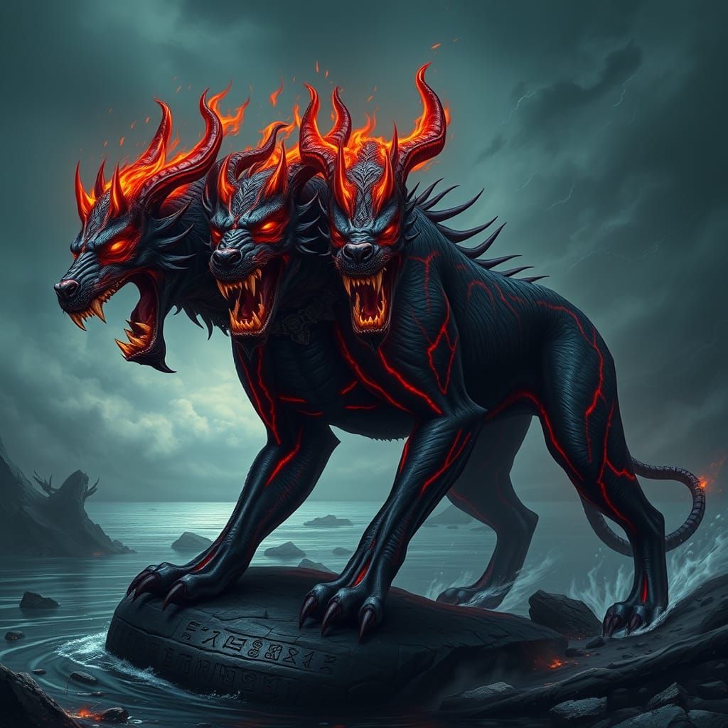 Colossal Cerberus Guards the River Styx