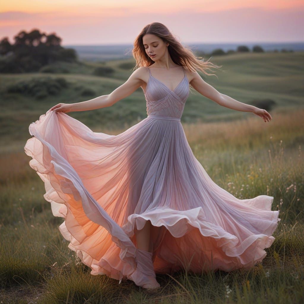 Ethereal Fantasy Dance in a Dreamy Landscape