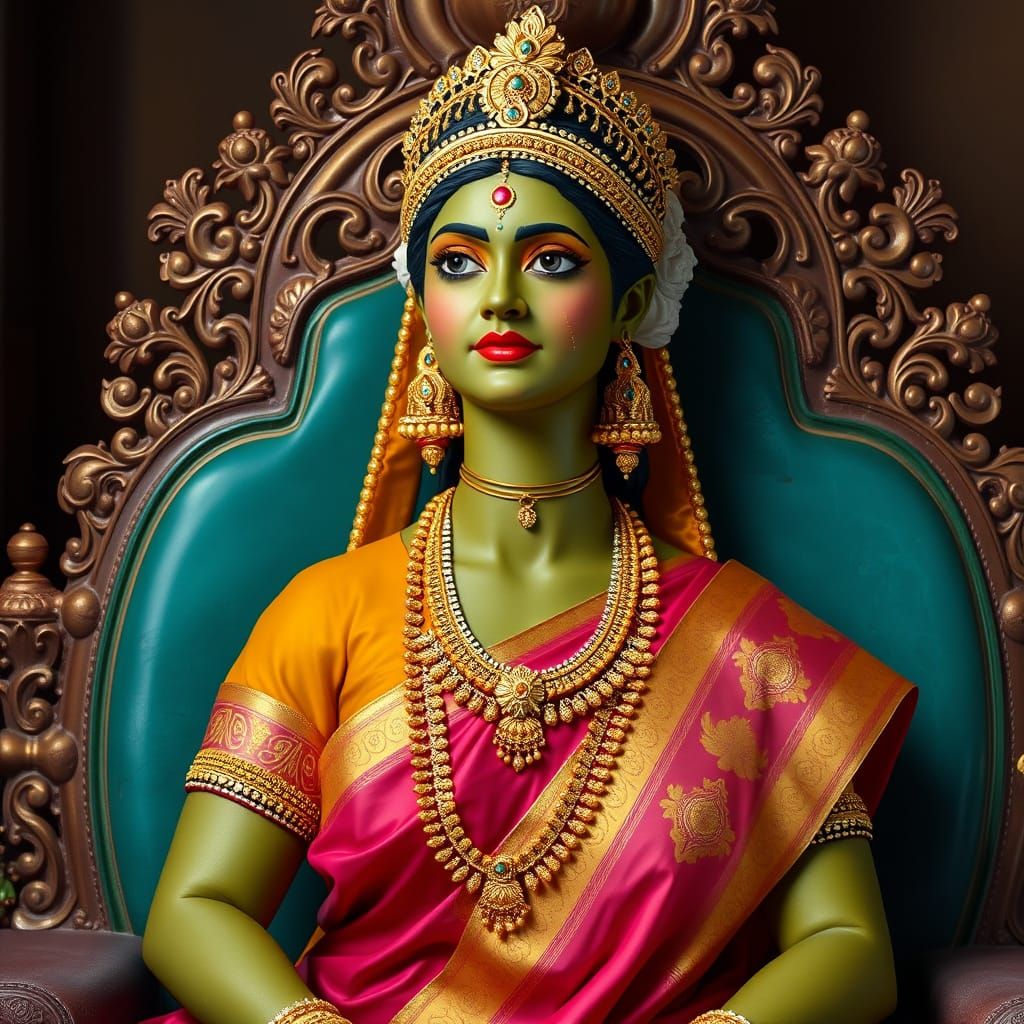 Queen of Travancore in Traditional Kerala Attire