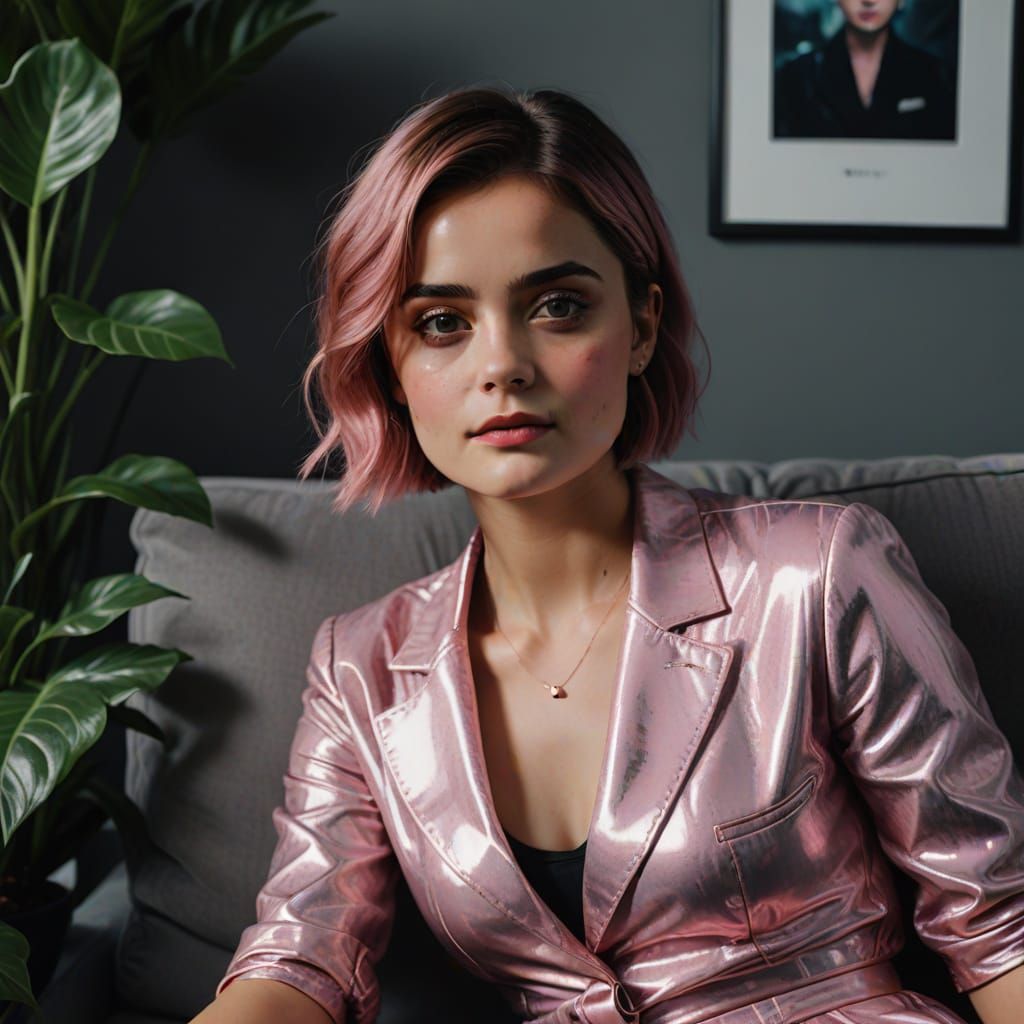 Gerhard Richter Style Portrait: Woman with Pink Hair