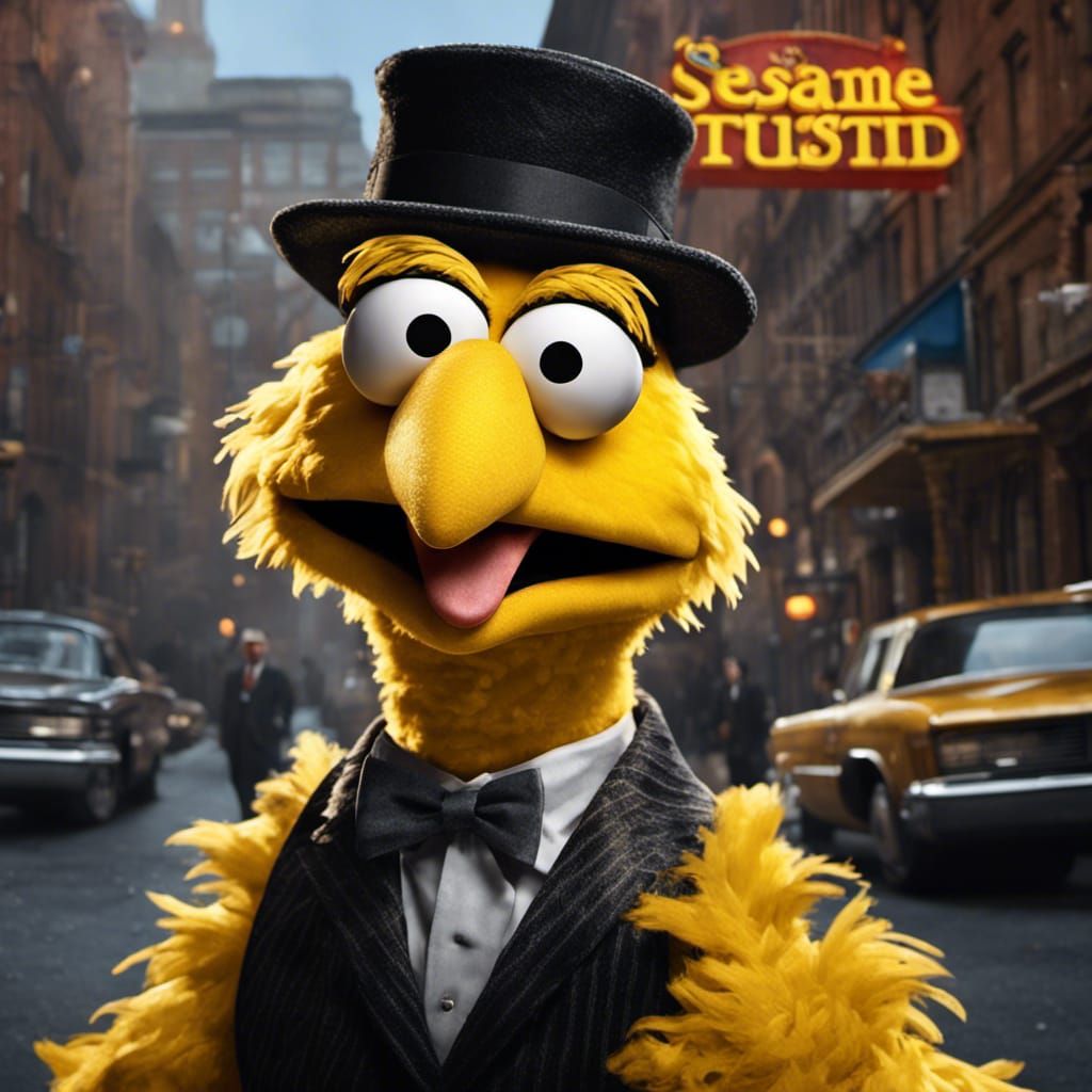 Big Bird as Mafia Boss in Cinematic Style
