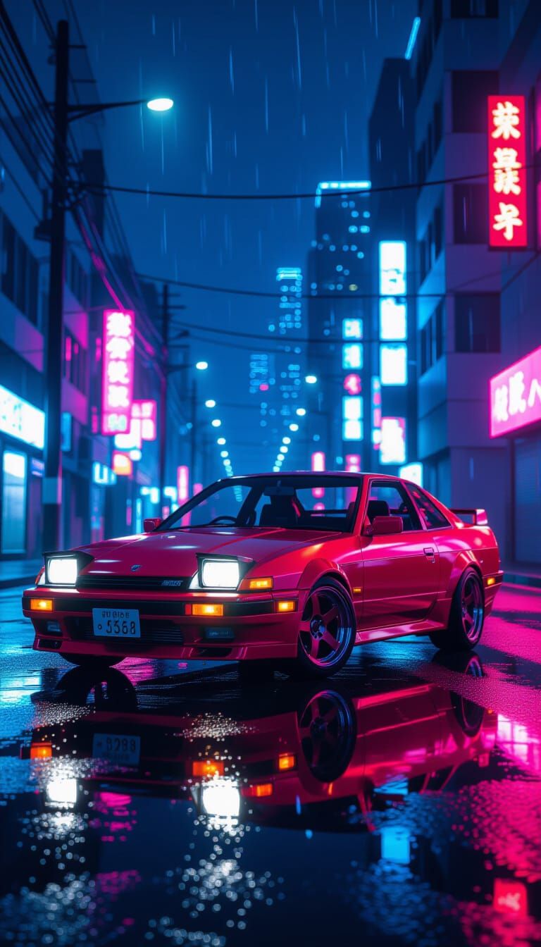 1980s Nissan 240sx Coupe in Cyberpunk City Night