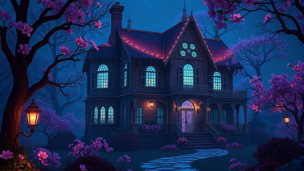 Enchanted Bioluminescent Fairy House in Bloom