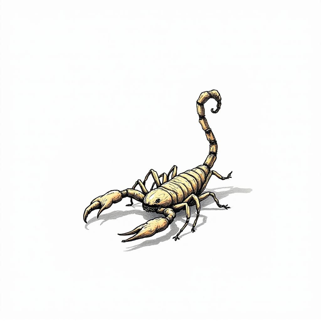 Whimsical Scorpion Illustration in Playful Pen Strokes