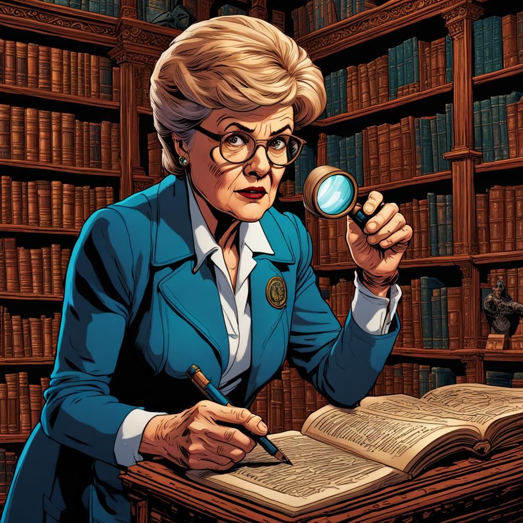 Jessica Fletcher Searches for Clues in Library
