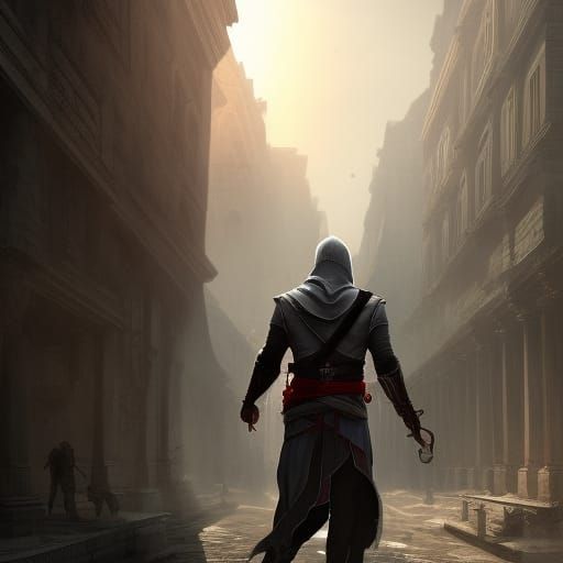 Android Assassin in Dark Fantasy Style