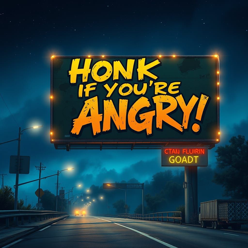 Graffiti Billboard at Night in Futuristic Urban Style