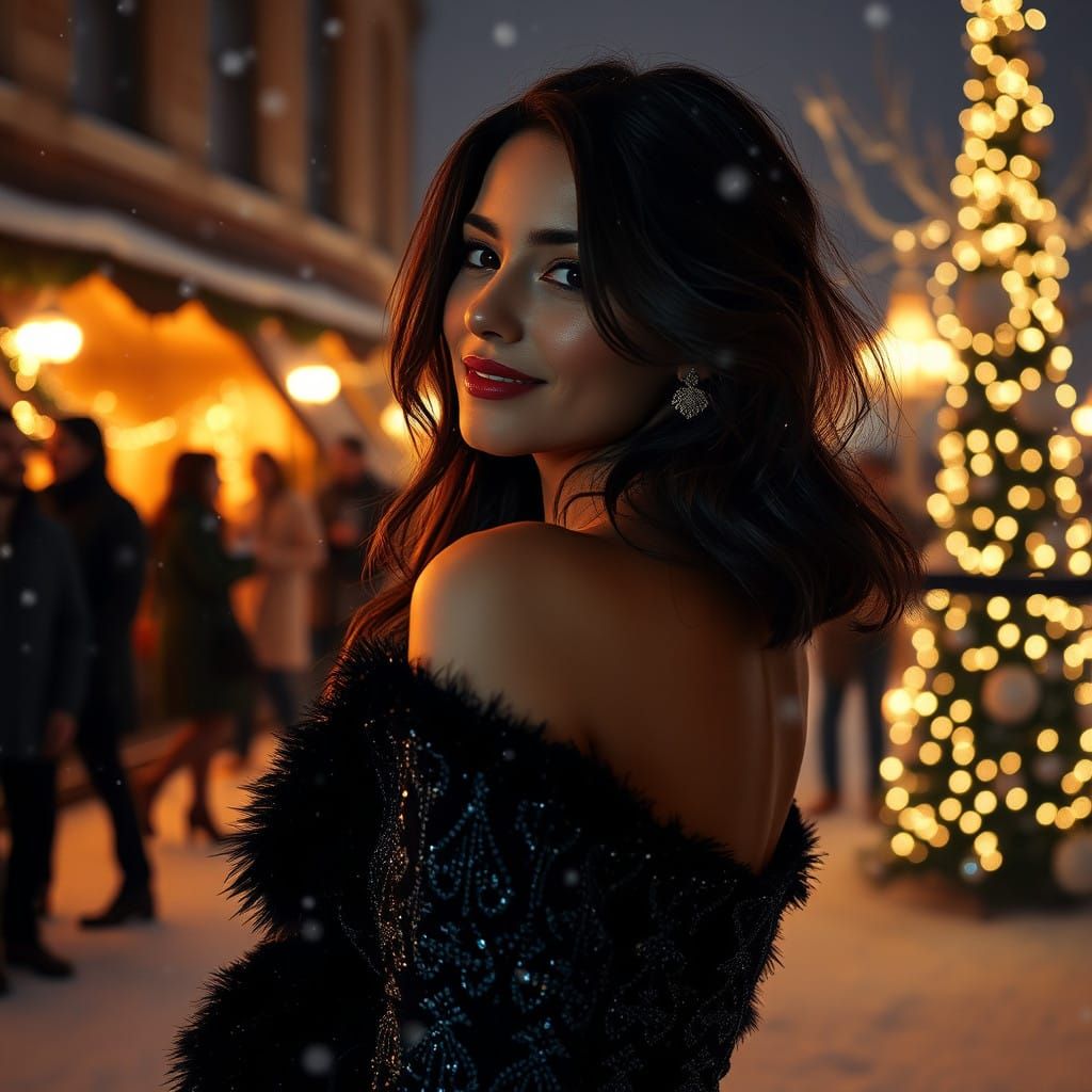 Elegant Woman in Winter Wonderland