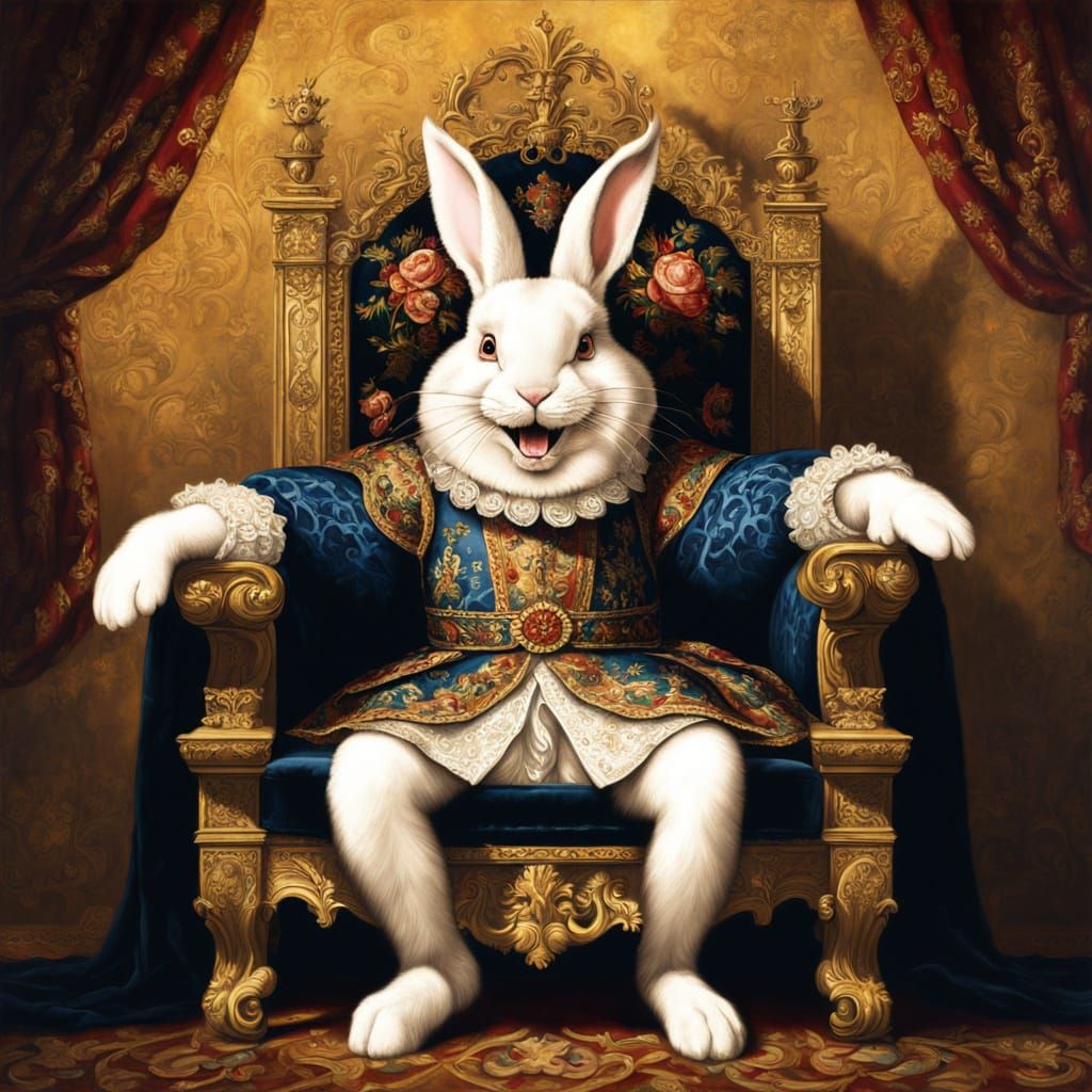 Laughing Bunny in Renaissance Portrait Style
