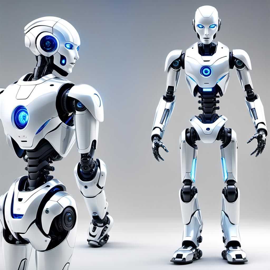 Futuristic Humanoid Robot in High-Tech Lab